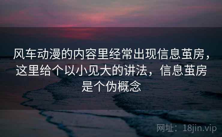 风车动漫的内容里经常出现信息茧房，这里给个以小见大的讲法，信息茧房是个伪概念