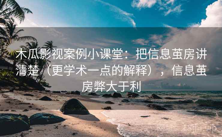 木瓜影视案例小课堂：把信息茧房讲清楚（更学术一点的解释），信息茧房弊大于利